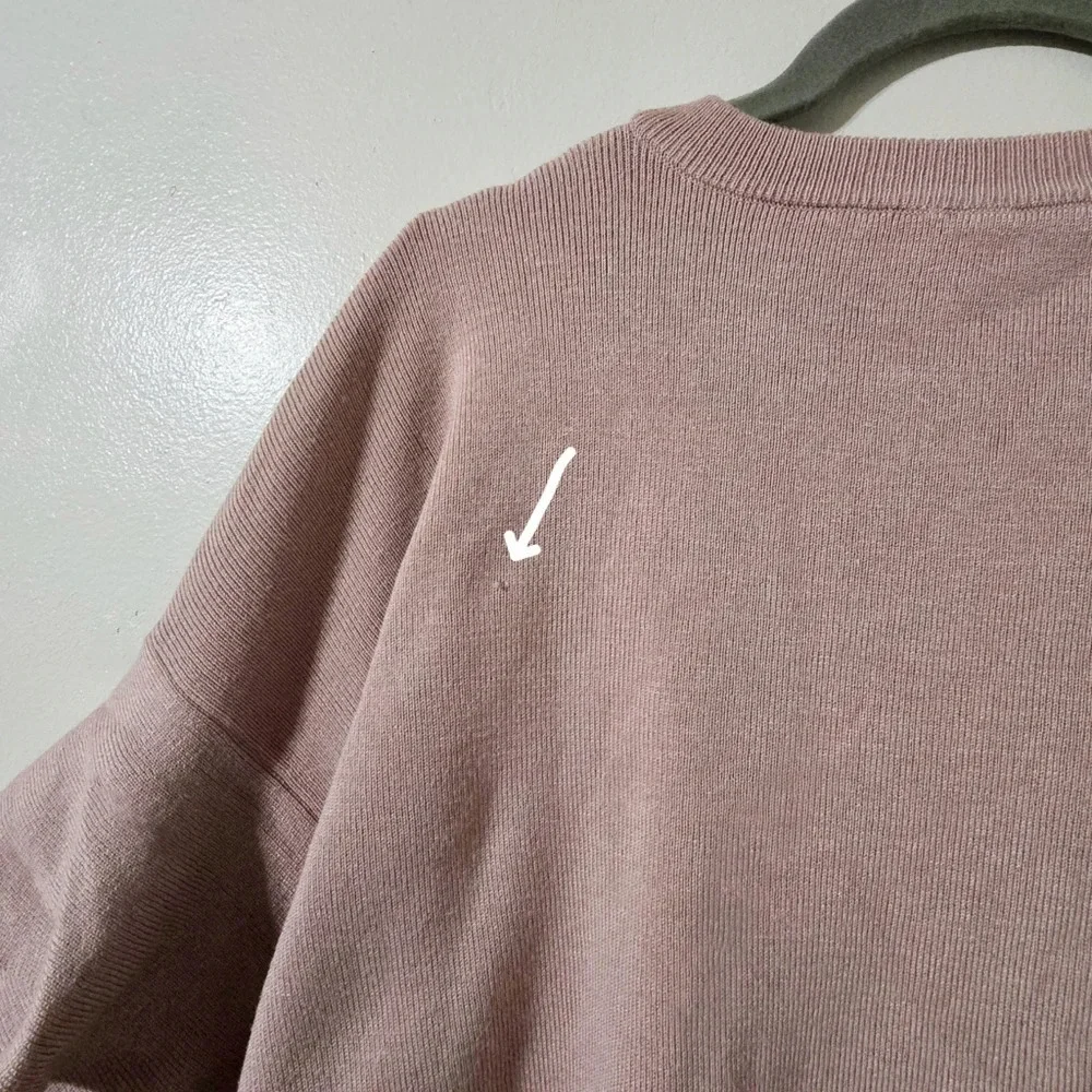 ✨️4/$20 POOF! Dusty Mauve Cropped Knit Crewneck Sweater Long Tiered Bell Sleeves - Picture 7 of 14